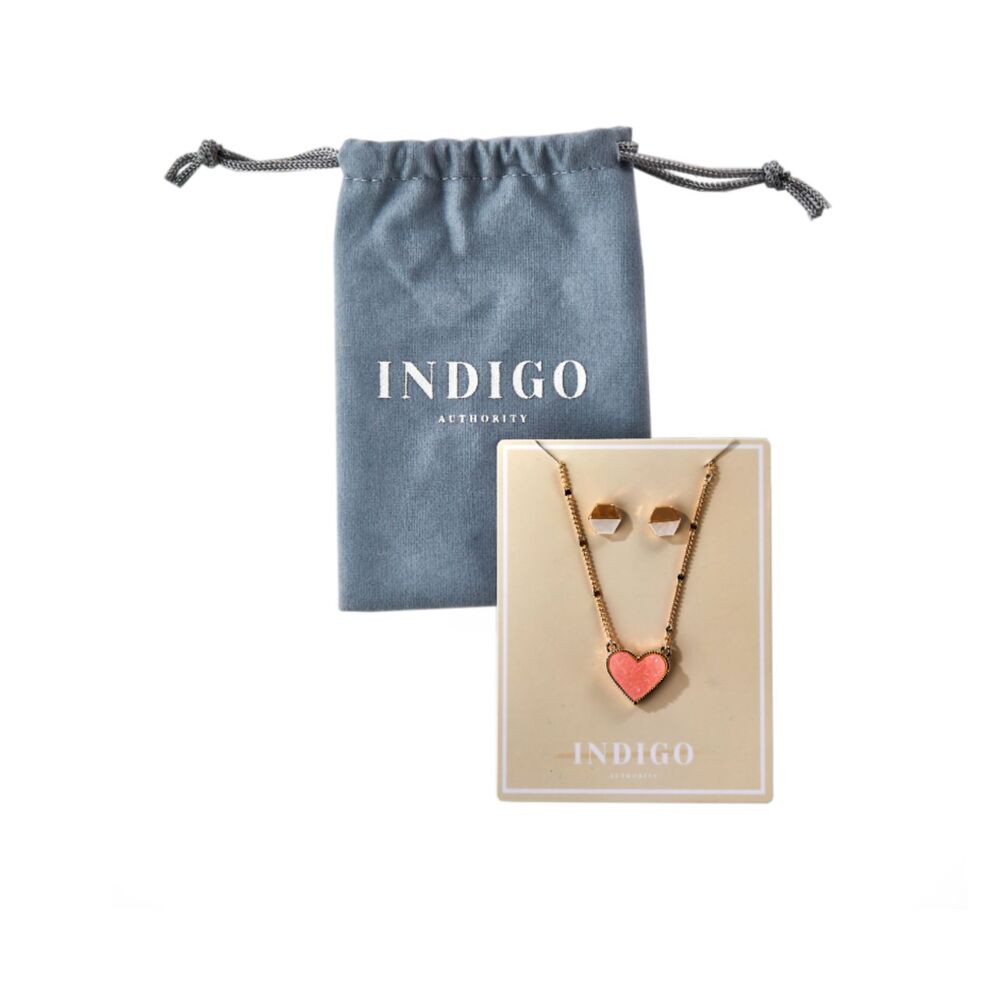 Indigo Authority Elliana Pave Heart + Earring Set  NIB